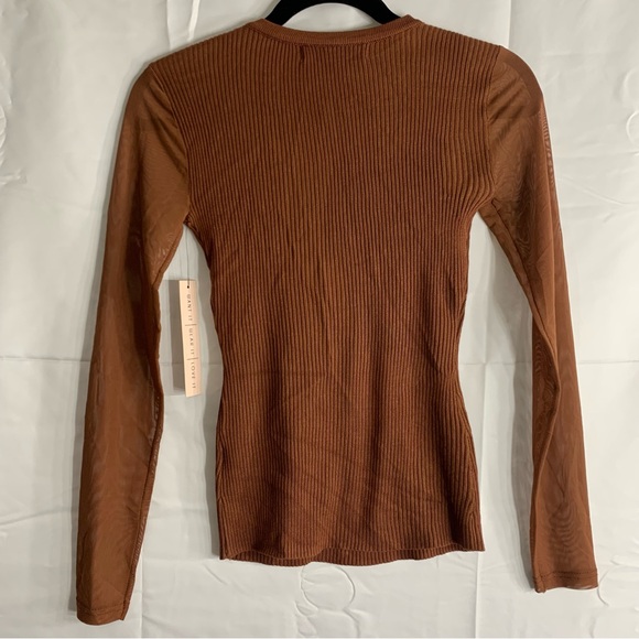 NWT Crave Fame Ribbed Mesh Detail Long Sleeve Fitted Top, size S (juniors) - Picture 10 of 11